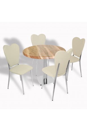 Tokyo Werzalit Tabla - Aşk-ı Derun Mutfak Masa Takımı Q80 - Beyaz - Beyaz Deri