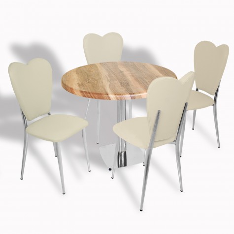 Tokyo Werzalit Tabla - Aşk-ı Derun Mutfak Masa Takımı Q80 - Beyaz - Beyaz Deri