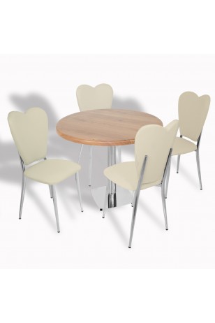 Tokyo Werzalit Tabla - Aşk-ı Derun Mutfak Masa Takımı Q80 - Beyaz - Beyaz Deri