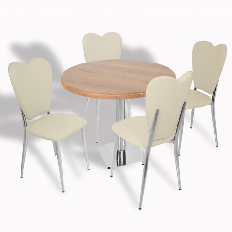 Tokyo Werzalit Tabla - Aşk-ı Derun Mutfak Masa Takımı Q80 - Beyaz - Beyaz Deri