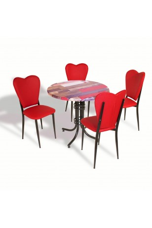 Buket - Aşk-ı Derun Mutfak Masa Takımı - Yuvarlak 80cm Çap (Werzalit, Wermodin ve Allzalit Tabla)