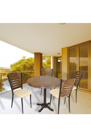 Çipa Döküm Ayak - Papelli Masa Takımı - Yuvarlak 90cm Çap (Werzalit, Wermodin ve Allzalit Tabla)