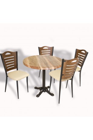 Çipa Döküm Ayak - Papelli Masa Takımı - Yuvarlak 90cm Çap (Werzalit, Wermodin ve Allzalit Tabla)