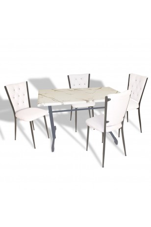 Halley - Kapitoneli Mutfak Masa Takımı - 80x140 (Werzalit, Wermodin veya Allzalit Tabla)