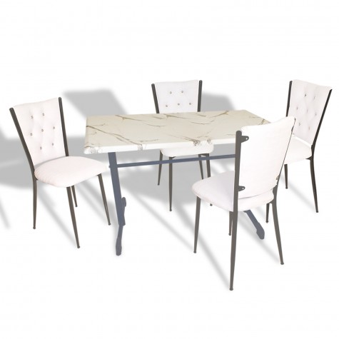 Halley - Kapitoneli Mutfak Masa Takımı - 80x140 (Werzalit, Wermodin veya Allzalit Tabla)