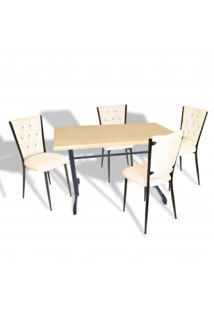 Halley - Kapitoneli Mutfak Masa Takımı - 80x140 (Werzalit, Wermodin veya Allzalit Tabla)