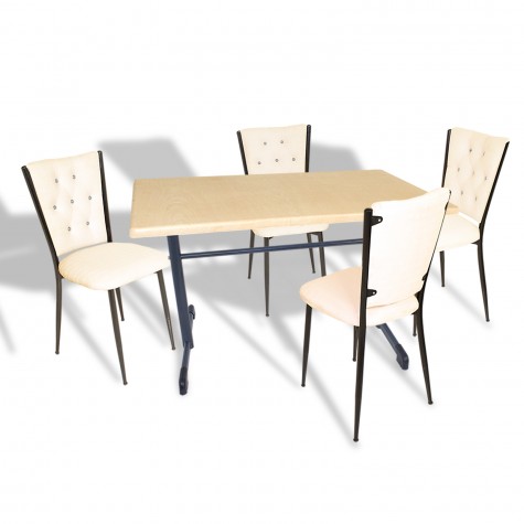 Halley - Kapitoneli Mutfak Masa Takımı - 80x140 (Werzalit, Wermodin veya Allzalit Tabla)