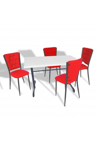 Halley - Kapitoneli Mutfak Masa Takımı - 80x140 (Werzalit, Wermodin veya Allzalit Tabla)