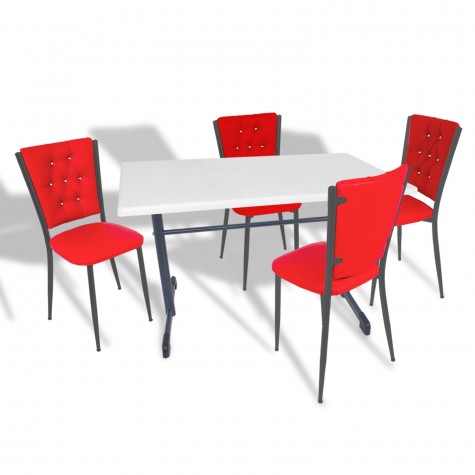 Halley - Kapitoneli Mutfak Masa Takımı - 80x140 (Werzalit, Wermodin veya Allzalit Tabla)