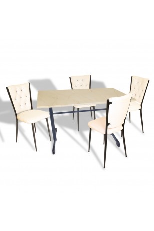 Halley - Kapitoneli Mutfak Masa Takımı - 80x140 (Werzalit, Wermodin veya Allzalit Tabla)