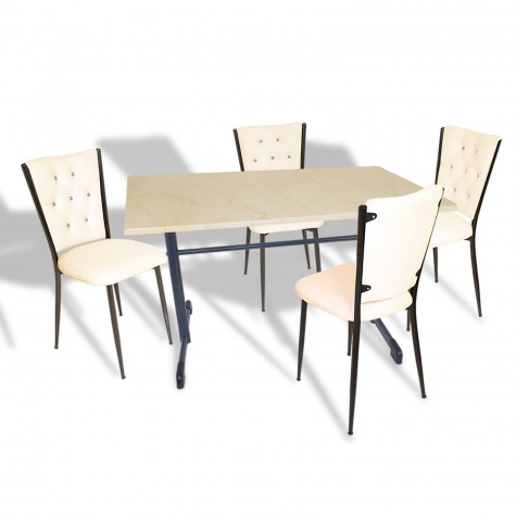 Halley - Kapitoneli Mutfak Masa Takımı - 80x140 (Werzalit, Wermodin veya Allzalit Tabla)