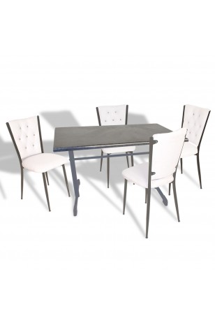 Halley - Kapitoneli Mutfak Masa Takımı - 80x140 (Werzalit, Wermodin veya Allzalit Tabla)