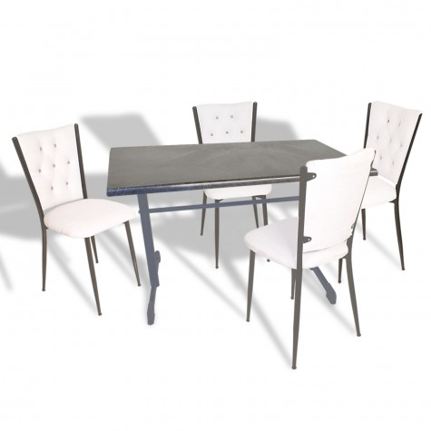 Halley - Kapitoneli Mutfak Masa Takımı - 80x140 (Werzalit, Wermodin veya Allzalit Tabla)