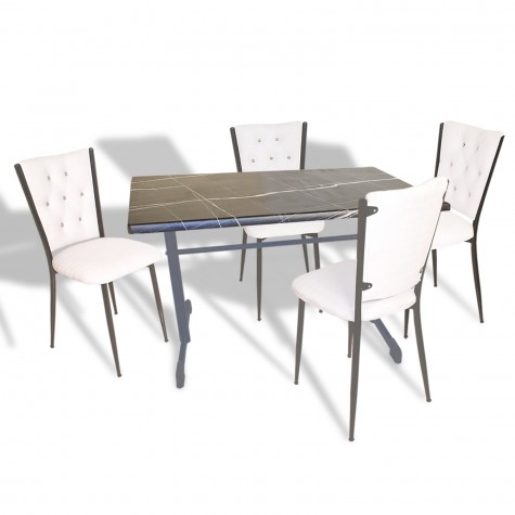 Halley - Kapitoneli Mutfak Masa Takımı - 80x120 (Werzalit, Wermodin veya Allzalit Tabla)