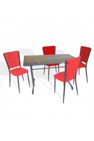 Halley - Kapitoneli Mutfak Masa Takımı - 80x120 (Werzalit, Wermodin veya Allzalit Tabla)