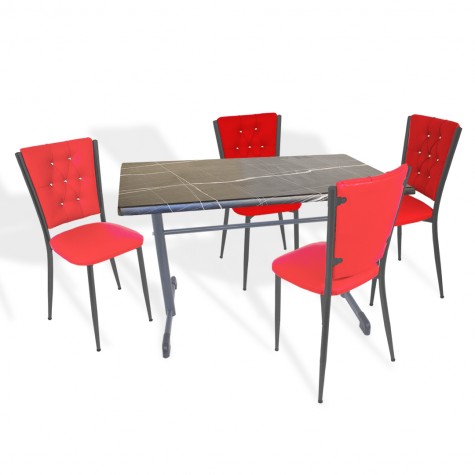 Halley - Kapitoneli Mutfak Masa Takımı - 80x120 (Werzalit, Wermodin veya Allzalit Tabla)