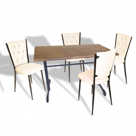 Halley - Kapitoneli Mutfak Masa Takımı - 80x120 (Werzalit, Wermodin veya Allzalit Tabla)