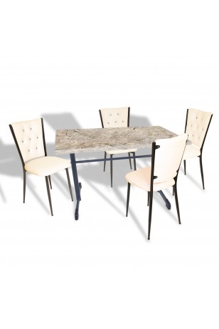 Halley - Kapitoneli Mutfak Masa Takımı - 80x120 (Werzalit, Wermodin veya Allzalit Tabla)