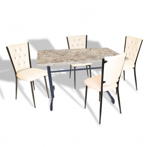 Halley - Kapitoneli Mutfak Masa Takımı - 80x120 (Werzalit, Wermodin veya Allzalit Tabla)