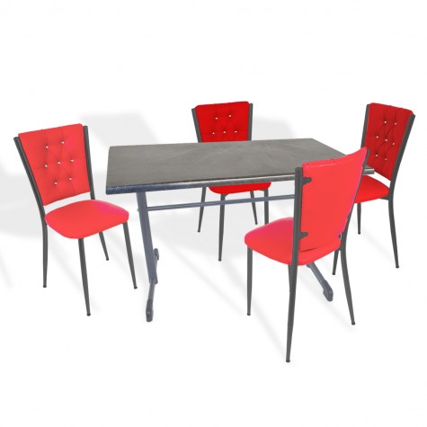 Halley - Kapitoneli Mutfak Masa Takımı - 80x120 (Werzalit, Wermodin veya Allzalit Tabla)