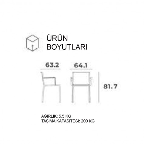 Bambo Rattan Plastik Bahçe Sandalyesi - Antrasit (4 Adet)