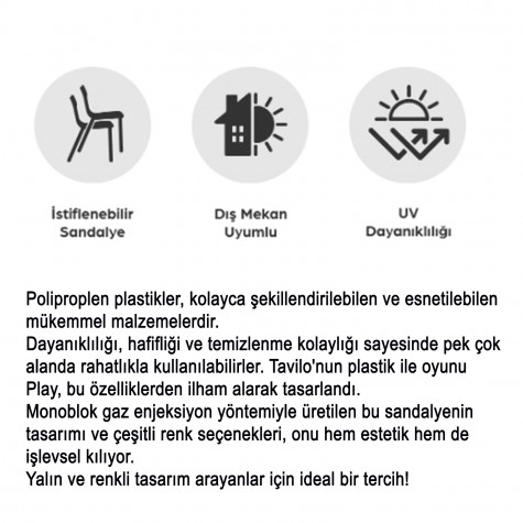 Çipa Döküm Ayak - Play Polipropilen Masa Takımı - 70x120  (Werzalit, Wermodin veya Allzalit Tabla)