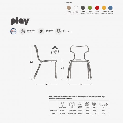 Play Polipropilen Sandalye