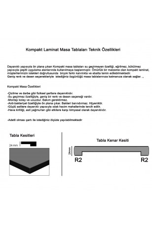 Karanfil Kompakt Laminat Kare Masa 76X76